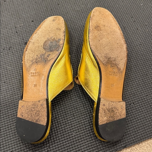 Gucci Women's Gold Mules - Picture 4 of 5